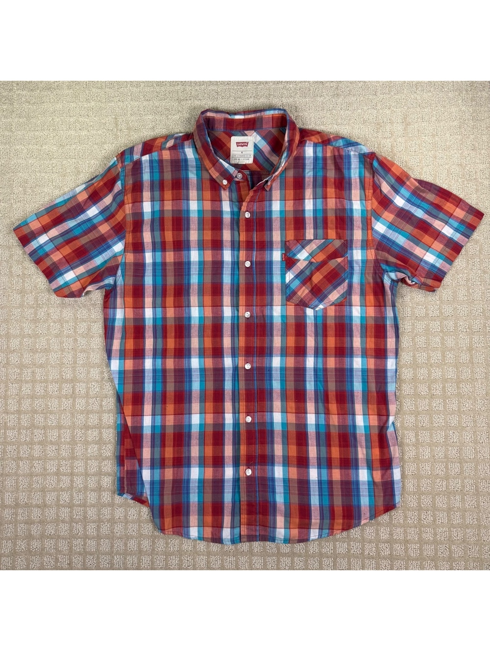 Levi's multicolor plaid short sleeve button down shirt XL
